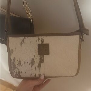 Sis Crossbody Bag in White and Brown Haircalf